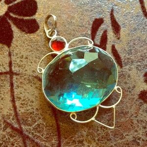 Sterling silver and turquoise glass pendant